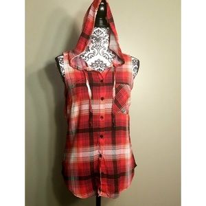 Plaid Drawstring Hoodie
